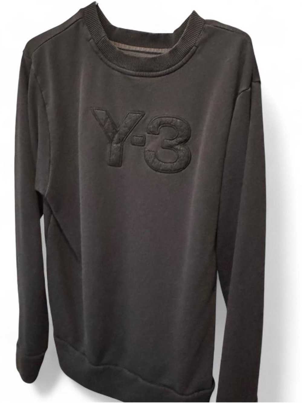 Y-3 Black Embossed Logo Crewneck Sweater
